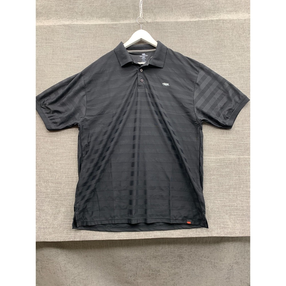 Red Rhino Polo Shirt Mens 2XL Black Golf Performance Patch Logo Resort Wear